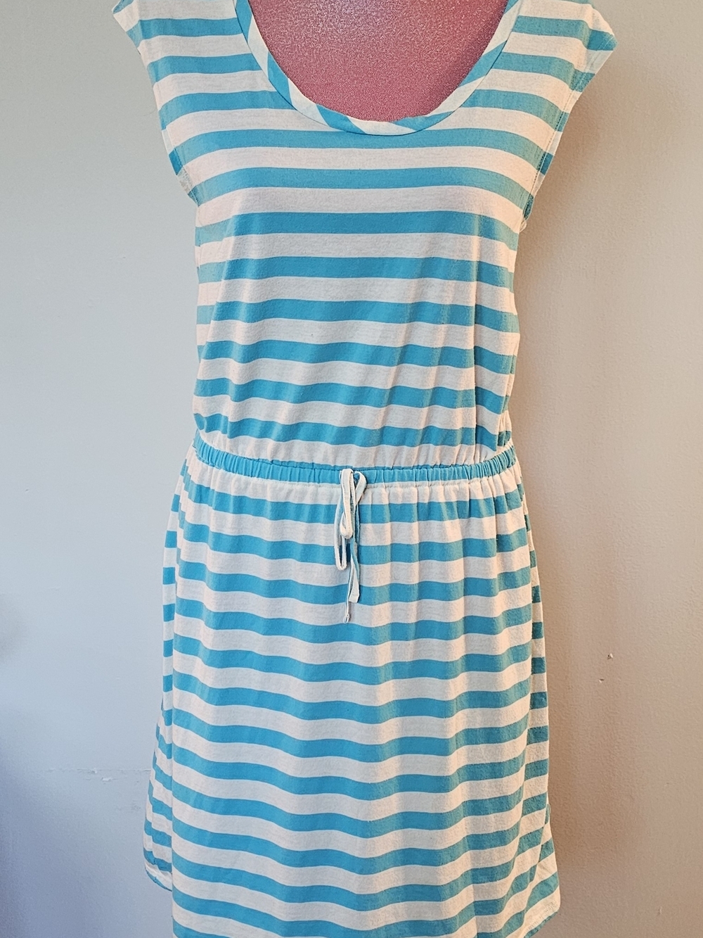 Old Navy Turquoise & White Striped Sleeveless Dress